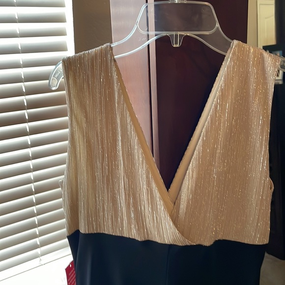 Women’s cocktail/evening dress, gold/black, knee length, size 12, new with tag - Picture 5 of 7